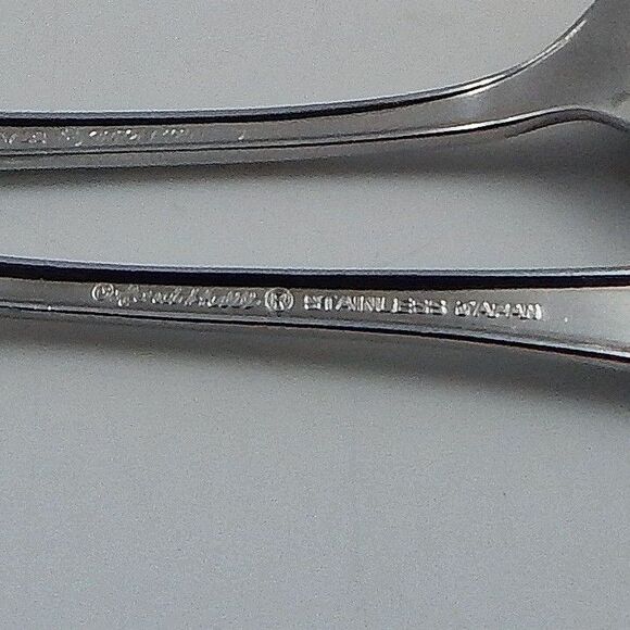 Oxford Hall SHOREHAM Teaspoon 6-1/2 Inch Burnished Stainless Flatware Japan S/2 - Picture 7 of 11